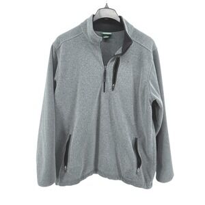 LL Bean Mens L-TALL Pre-Owned Fleece Quarter Zip Pullover Sweater Jacket Gray